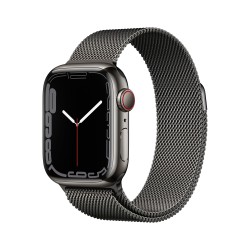 Apple Watch 7 GPS Cellulaire 45mm Graphite Acier Coque Graphite Milanais Boucler