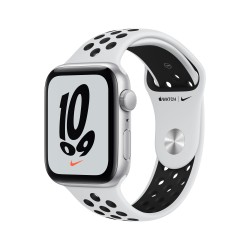 Apple Watch Nike SE GPS 44mm Argent AluMinium Coque Pure PlatinumLe Noir B RegularMKQ73TY/A