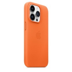 Coque MagSafe Cuir iPhone 14 Pro Orange