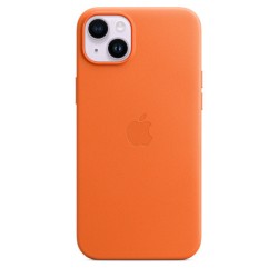 Coque MagSafe Cuir iPhone 14 Plus Orange