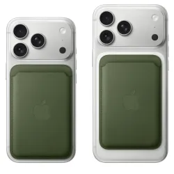 Portefeuille MagSafe iPhone en tissu fin Vert mousse 2
